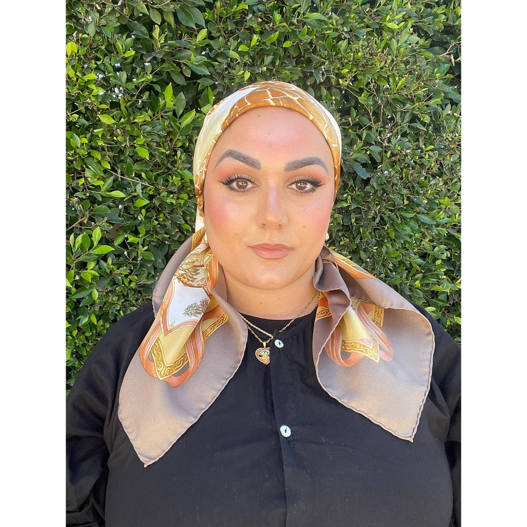 Ferragamo Authentic Vintage Designer Headscarf, Safari Story-Designer headscarf-The Little Tichel Lady