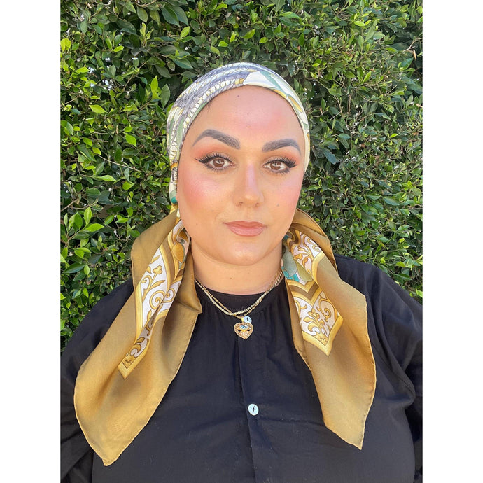 Ferragamo Authentic Vintage Designer Headscarf, Floral Zebra-Designer headscarf-The Little Tichel Lady