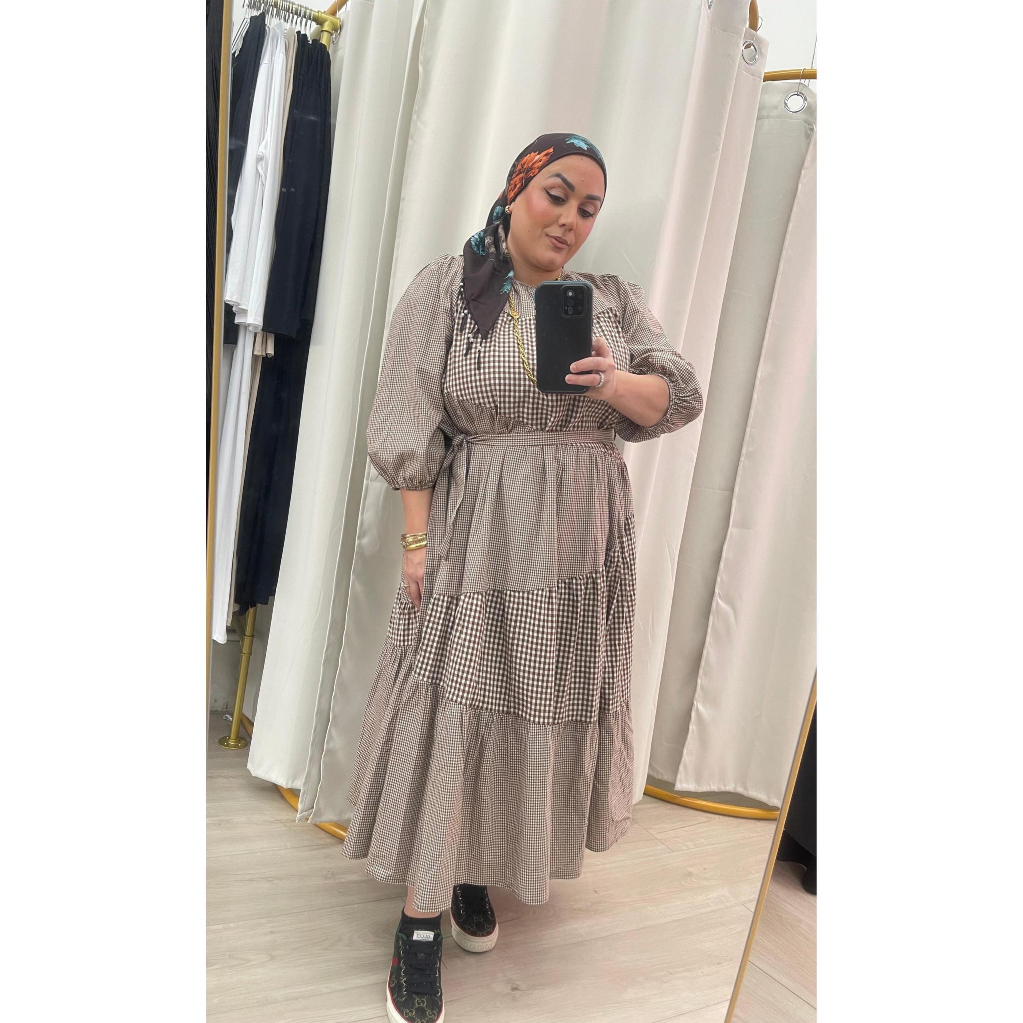 Gingham Cotton Midi Dress