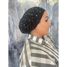Studded Crystal Beret - Black-Beret-The Little Tichel Lady