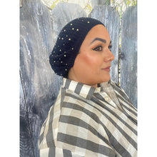 Studded Crystal Beret - Navy-Beret-The Little Tichel Lady
