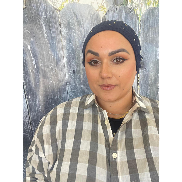 Studded Crystal Beret - Navy-Beret-The Little Tichel Lady