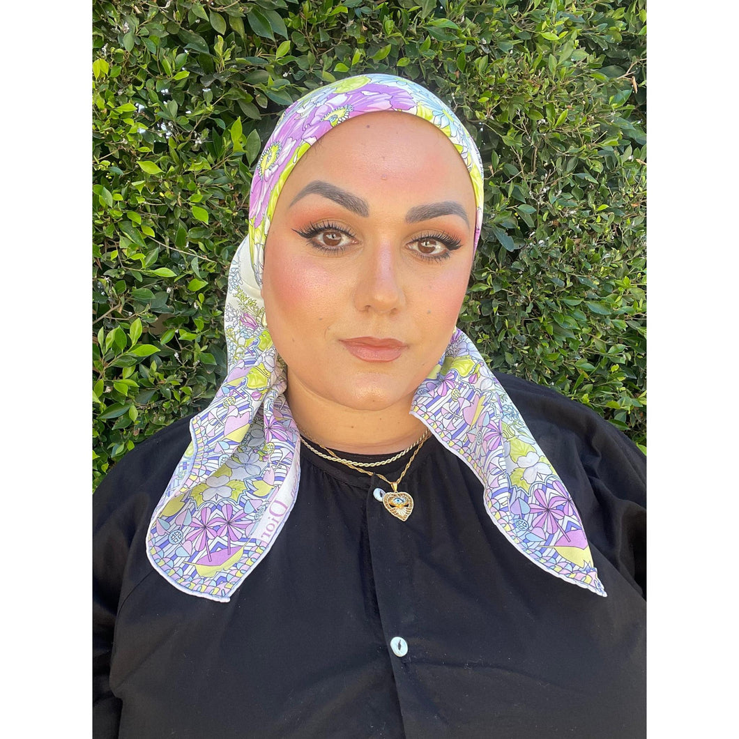 Dior Authentic Designer Headscarf, Gorgeous Floral-Designer headscarf-The Little Tichel Lady