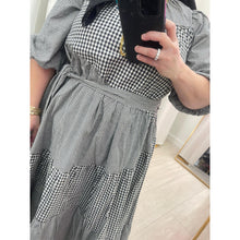 Gingham Cotton Midi Dress - Black