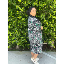 Ladies Modest Cocoon Swim Dress - Leaf Print, S-XL-dress-The Little Tichel Lady
