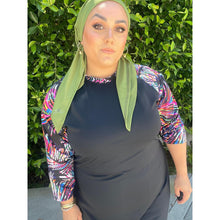 Ladies Modest Swim Dress - Black/Multi, S-3X-dress-The Little Tichel Lady