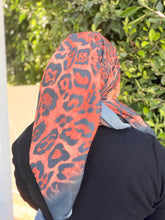 Leopard Print Square Tichel - Black/Rust-square-The Little Tichel Lady