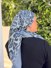 Leopard Print Square Tichel - Gray/Black-square-The Little Tichel Lady