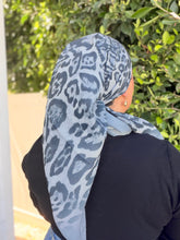 Leopard Print Square Tichel - Gray/Black-square-The Little Tichel Lady
