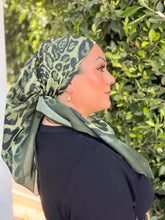 Leopard Print Square Tichel - Olive-square-The Little Tichel Lady