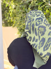 Leopard Print Square Tichel - Olive-square-The Little Tichel Lady