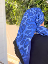 Leopard Print Square Tichel - Blue-square-The Little Tichel Lady
