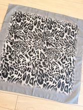 Leopard Print Square Tichel - Gray/Black-square-The Little Tichel Lady