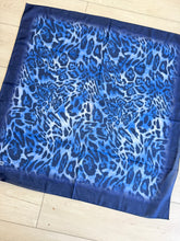 Leopard Print Square Tichel - Blue-square-The Little Tichel Lady