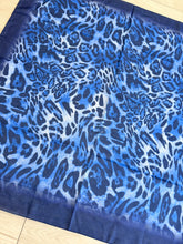 Leopard Print Square Tichel - Blue-square-The Little Tichel Lady