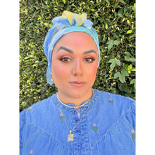Watercolor Gauzy Floral Wrap - Yellow/Blue-Long Wrap-The Little Tichel Lady