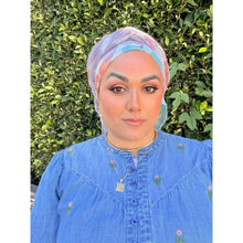 Watercolor Gauzy Floral Wrap - Aqua/Purple-Long Wrap-The Little Tichel Lady