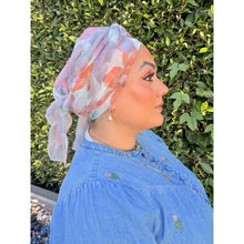 Watercolor Gauzy Floral Wrap - Aqua/Purple-Long Wrap-The Little Tichel Lady