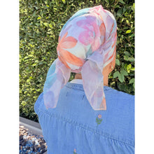 Watercolor Gauzy Floral Wrap - Aqua/Purple-Long Wrap-The Little Tichel Lady