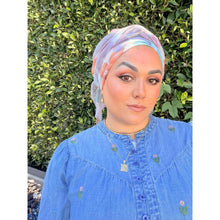 Watercolor Gauzy Floral Wrap - Aqua/Purple-Long Wrap-The Little Tichel Lady