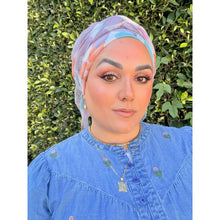 Watercolor Gauzy Floral Wrap - Aqua/Purple-Long Wrap-The Little Tichel Lady