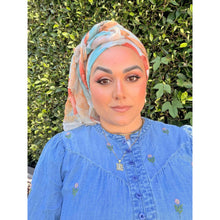 Watercolor Gauzy Floral Wrap - Rust/Yellow-Long Wrap-The Little Tichel Lady