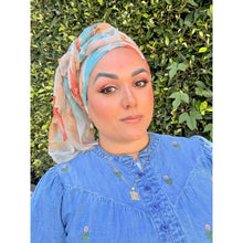 Watercolor Gauzy Floral Wrap - Rust/Yellow-Long Wrap-The Little Tichel Lady