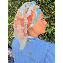 Watercolor Gauzy Floral Wrap - Rust/Yellow-Long Wrap-The Little Tichel Lady