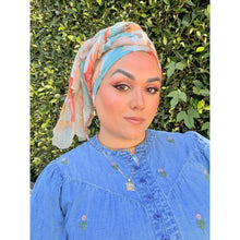 Watercolor Gauzy Floral Wrap - Rust/Yellow-Long Wrap-The Little Tichel Lady