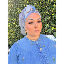 Watercolor Gauzy Floral Wrap - Purple/Gray-Long Wrap-The Little Tichel Lady