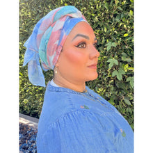 Watercolor Gauzy Floral Wrap - Pink/Blue-Long Wrap-The Little Tichel Lady