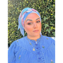 Watercolor Gauzy Floral Wrap - Pink/Blue-Long Wrap-The Little Tichel Lady