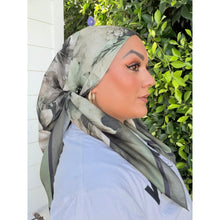 Heirloom Bloom Square Tichel - Olive-square-The Little Tichel Lady