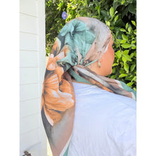 Heirloom Bloom Square Tichel - Green/Rust-square-The Little Tichel Lady