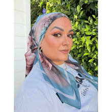 Heirloom Bloom Square Tichel - Teal Blue-square-The Little Tichel Lady