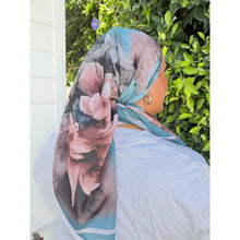 Heirloom Bloom Square Tichel - Teal Blue-square-The Little Tichel Lady