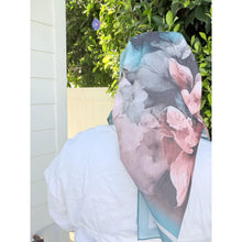 Heirloom Bloom Square Tichel - Teal Blue-square-The Little Tichel Lady