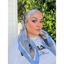 Heirloom Bloom Square Tichel - Blue-square-The Little Tichel Lady