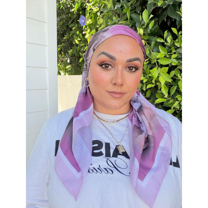Heirloom Bloom Square Tichel - Lavender/Purple-square-The Little Tichel Lady