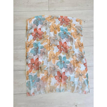 Watercolor Gauzy Floral Wrap - Rust/Yellow-Long Wrap-The Little Tichel Lady