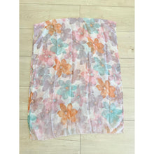 Watercolor Gauzy Floral Wrap - Aqua/Purple-Long Wrap-The Little Tichel Lady