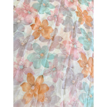 Watercolor Gauzy Floral Wrap - Aqua/Purple-Long Wrap-The Little Tichel Lady