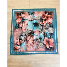Heirloom Bloom Square Tichel - Teal Blue-square-The Little Tichel Lady