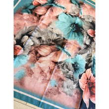 Heirloom Bloom Square Tichel - Teal Blue-square-The Little Tichel Lady