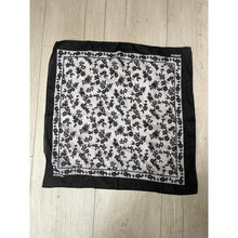 Wildflower Bandana Print Squares - Black/White-Squares-The Little Tichel Lady