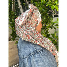 Israeli Tassel Embroidered Very Large Square - Neutral Print-Squares-The Little Tichel Lady
