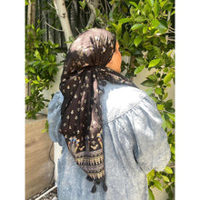 Israeli Tassel Embroidered Very Large Square - Black/Gold-Squares-The Little Tichel Lady