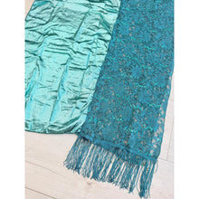 Exquisite Sequins & Lace Headwrap - Teal-Long Wrap-The Little Tichel Lady