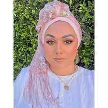Exquisite Sequins & Floral Headwrap - Pink-Long Wrap-The Little Tichel Lady
