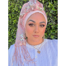 Exquisite Sequins & Floral Headwrap - Pink-Long Wrap-The Little Tichel Lady